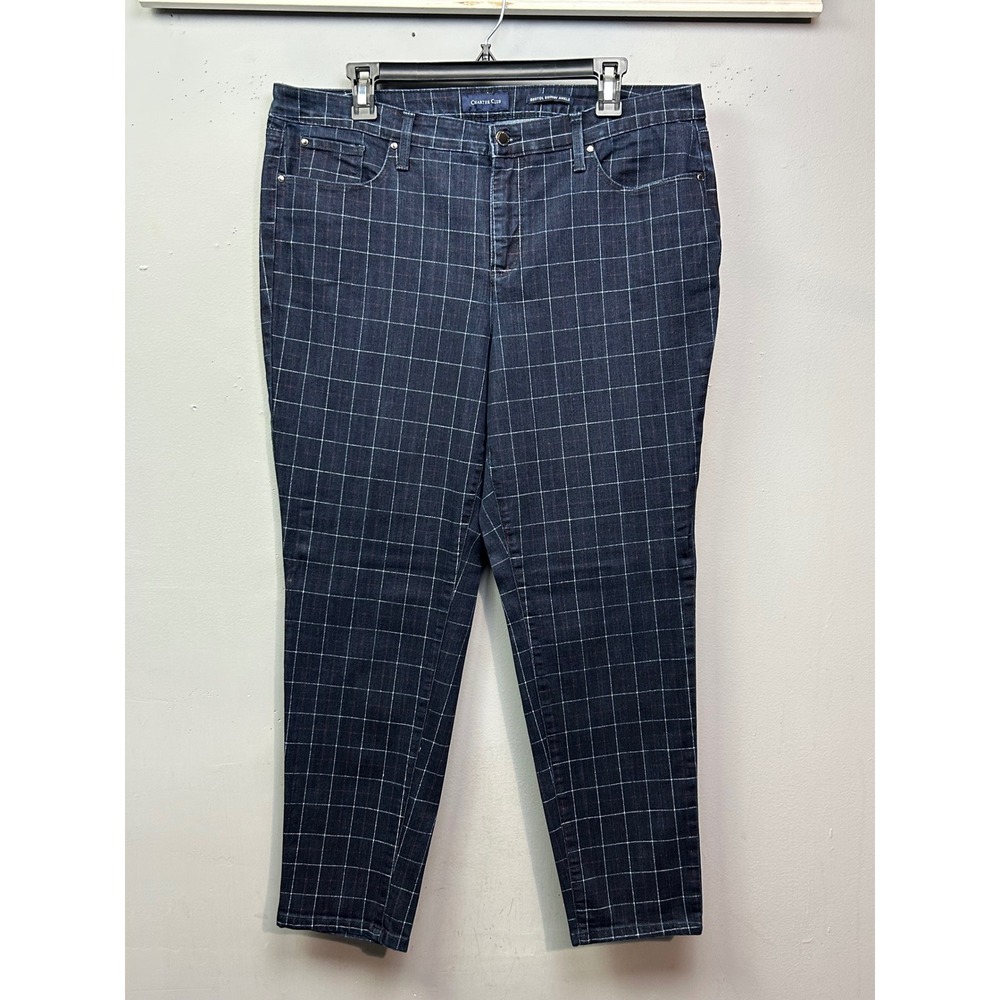 Charter Club Bristol Skinny Ankle‎ Pants Women's Size 16 Plaid Print